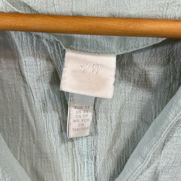 482.H&M V-neck Kaftan Dress Mint Green Size XS - Picture 4 of 6